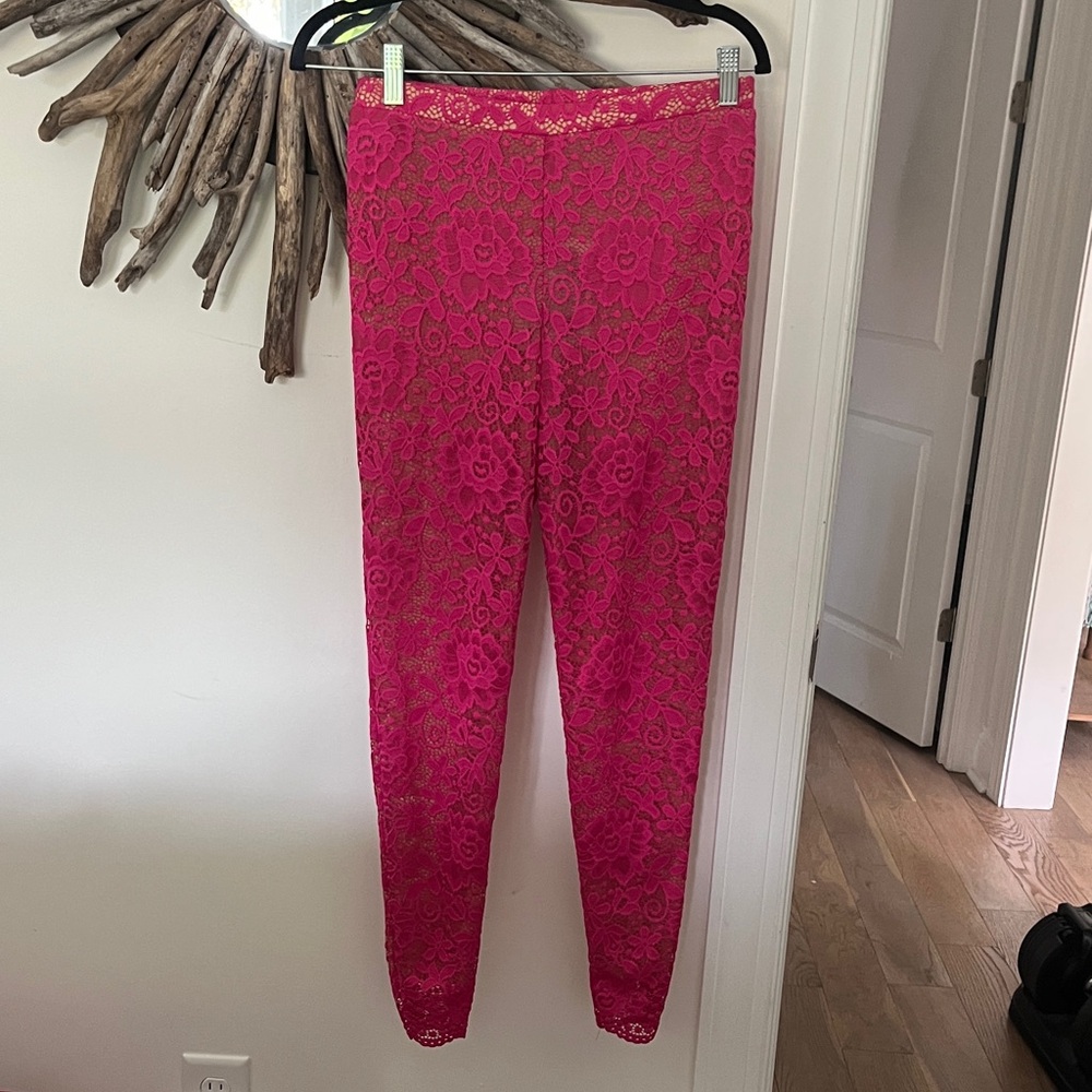 Pink Lace Skinny Pants